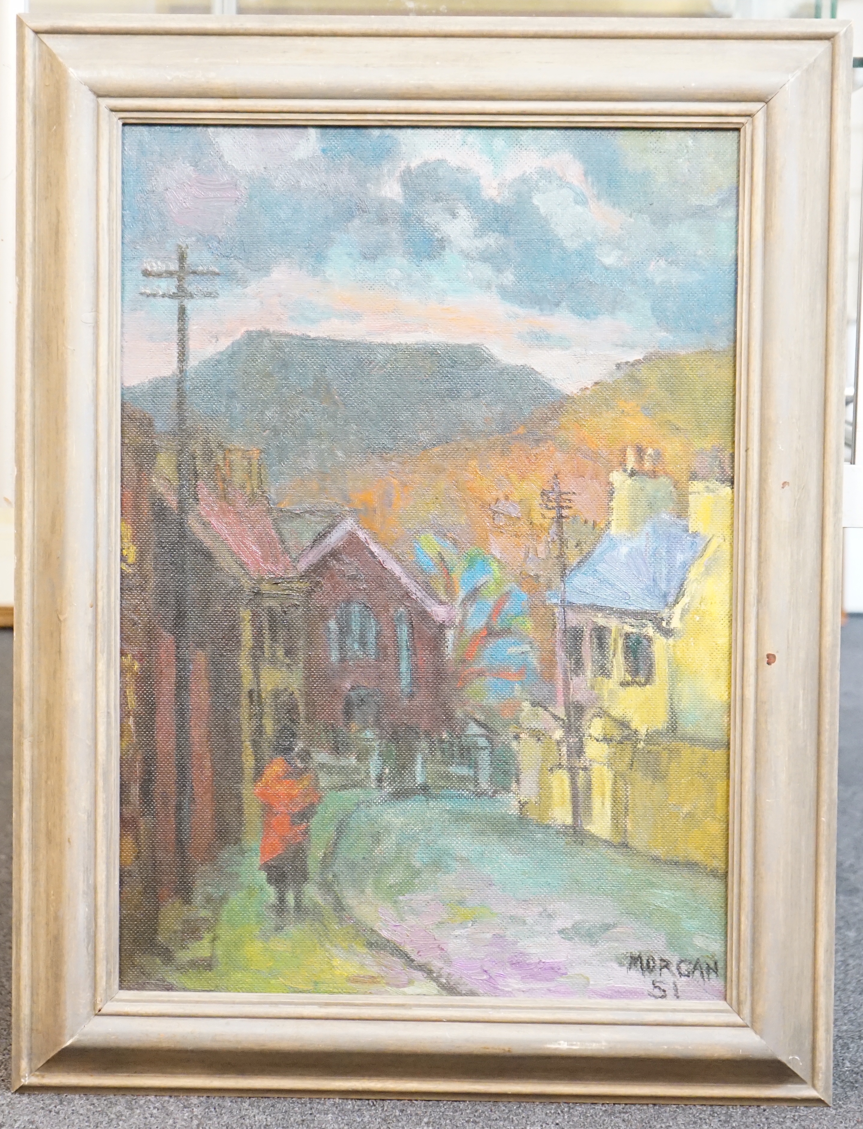 Glynn Morgan (Welsh, 1926-2015), 'Up The Valley', oil on board, 56 x 39cm
